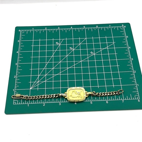 Taurus Bracelet Curb Chain MCM  Unisex Bracelet Gold tone vintage - Picture 11 of 13